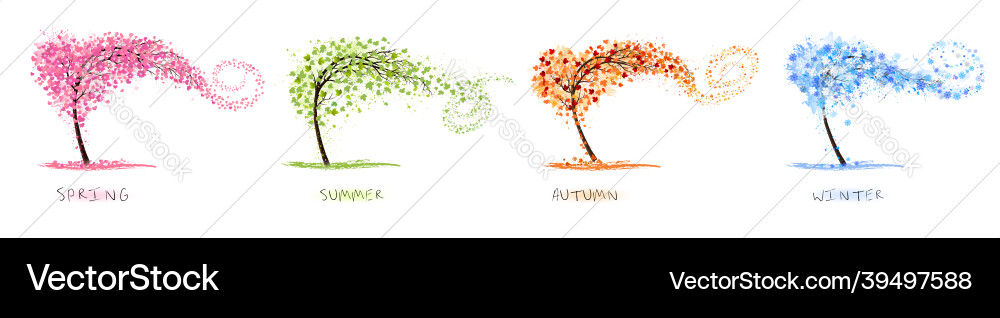Nature four stylized trees representing different Nature four stylized trees representing different vector image