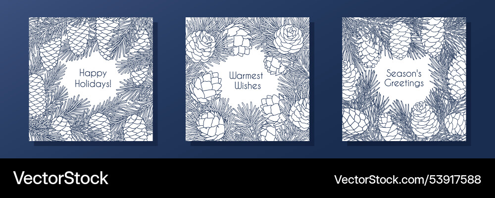 Set of compositions with coniferous branches vector image