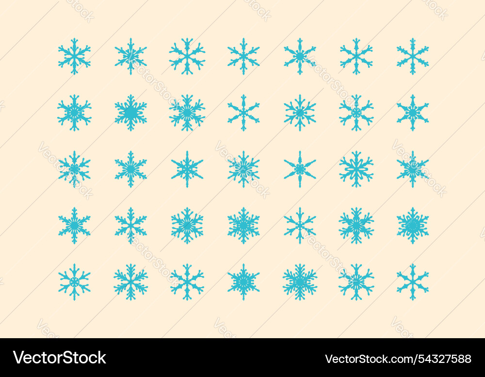 Set of cute snowflake icons on isolated background Vector Image
