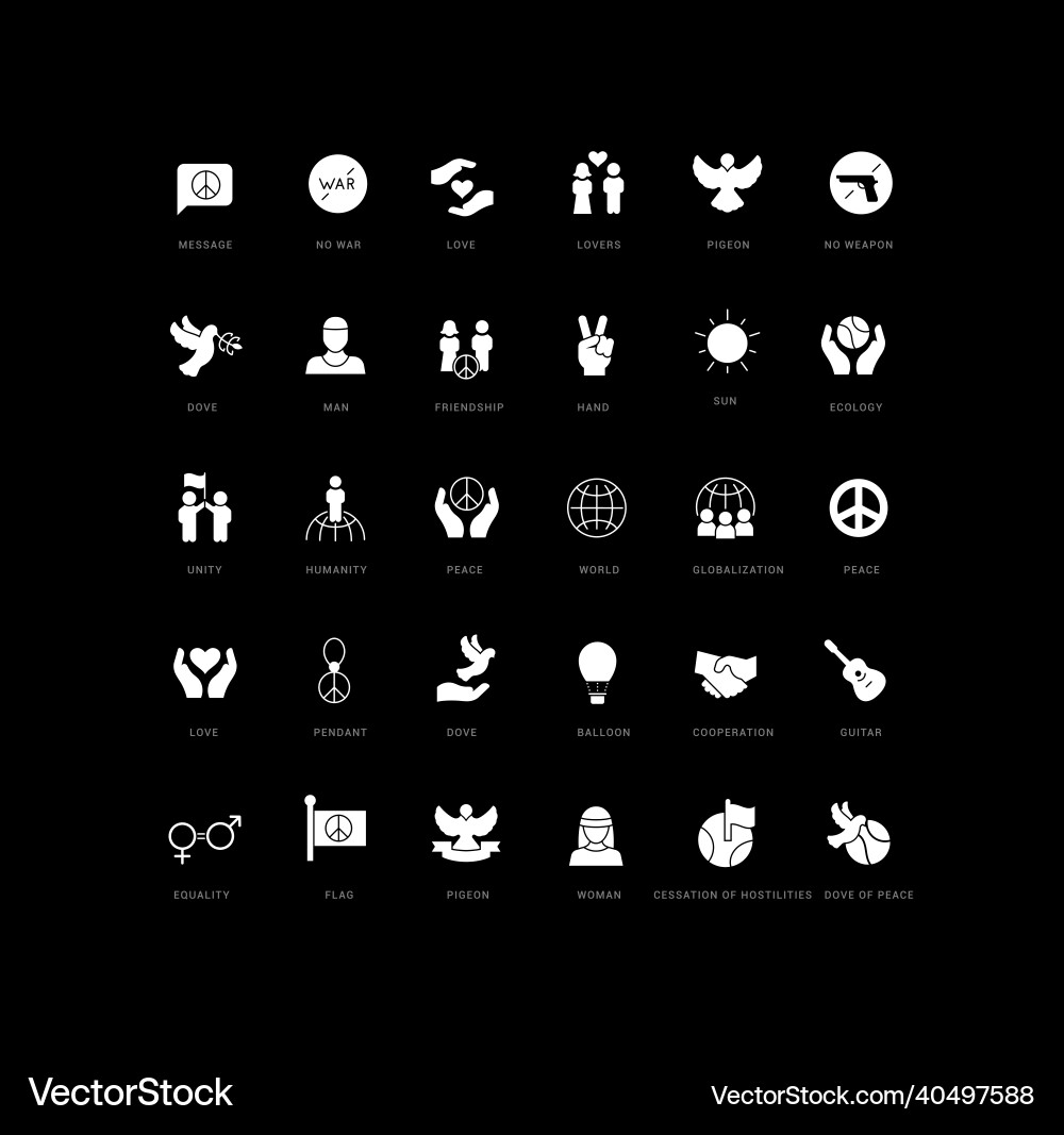 Set of simple icons international day peace Set of simple icons international day peace vector image