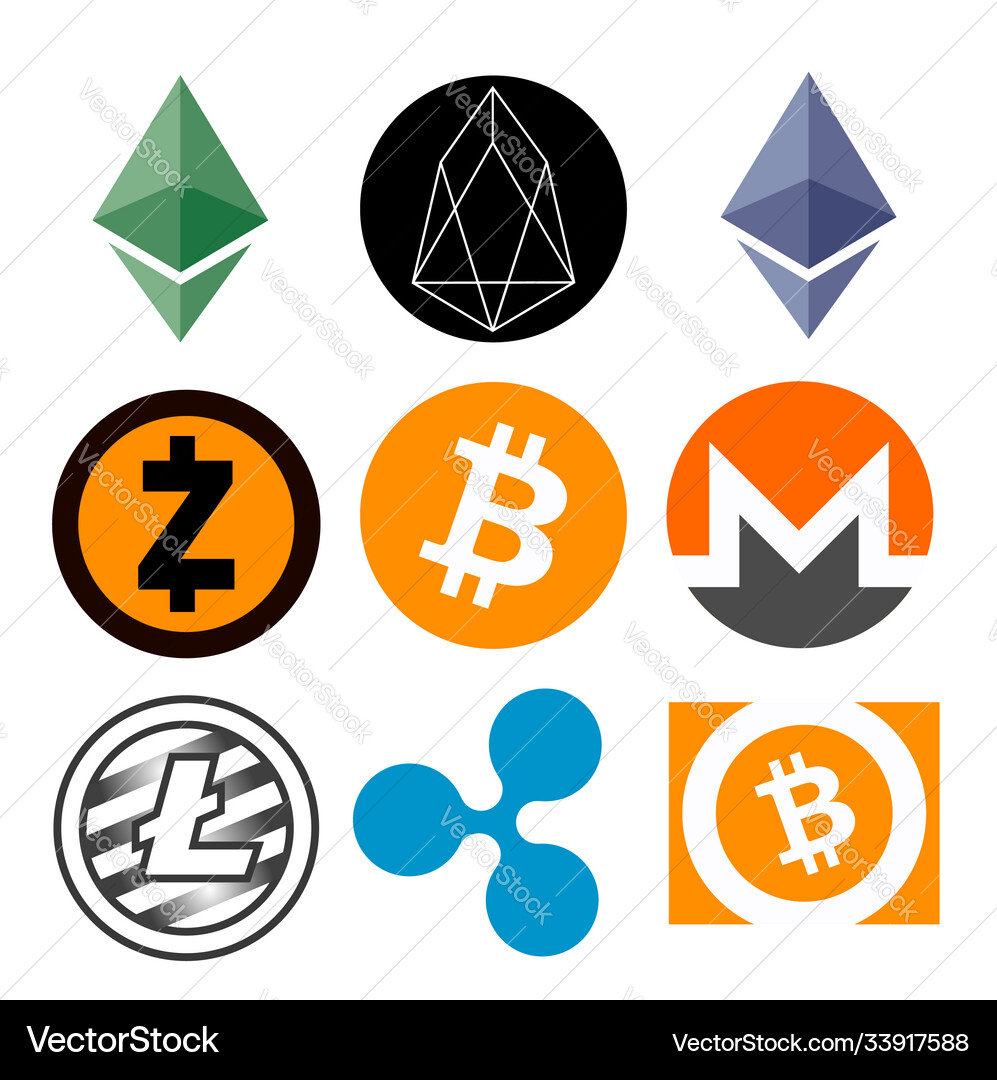 Top 9 main cryptocurrency logos in color – Royalty-Free Vector | VectorStock