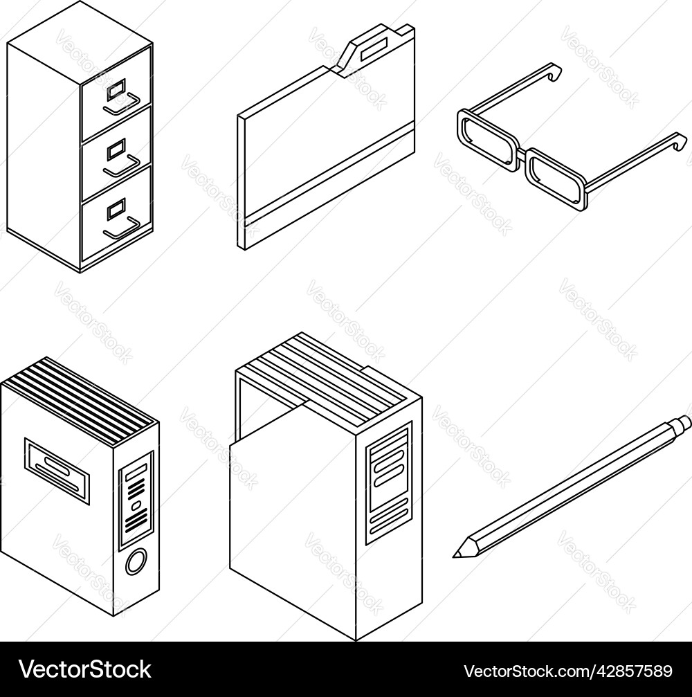 Archive icons set outine Archive icons set outine vector image
