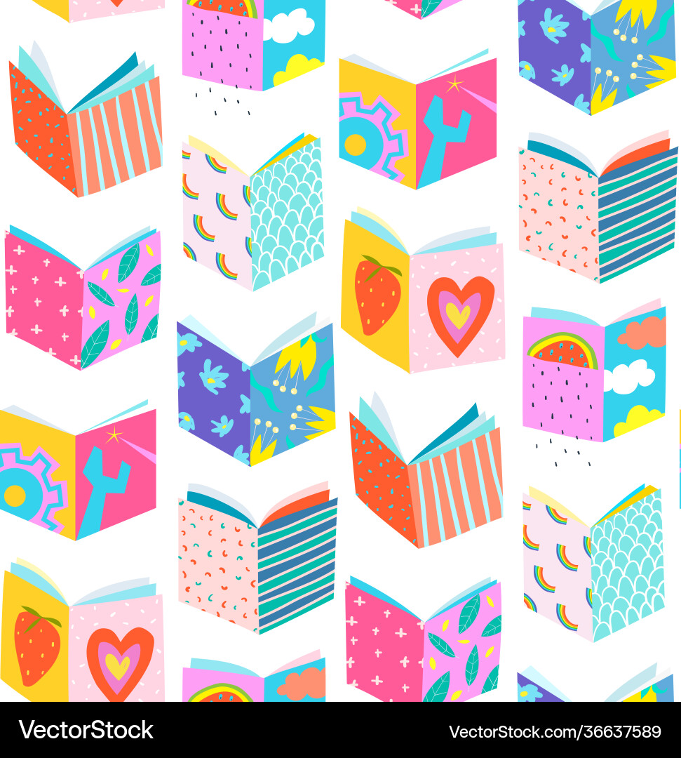 Book covers colorful collage seamless pattern Book covers colorful collage seamless pattern vector image