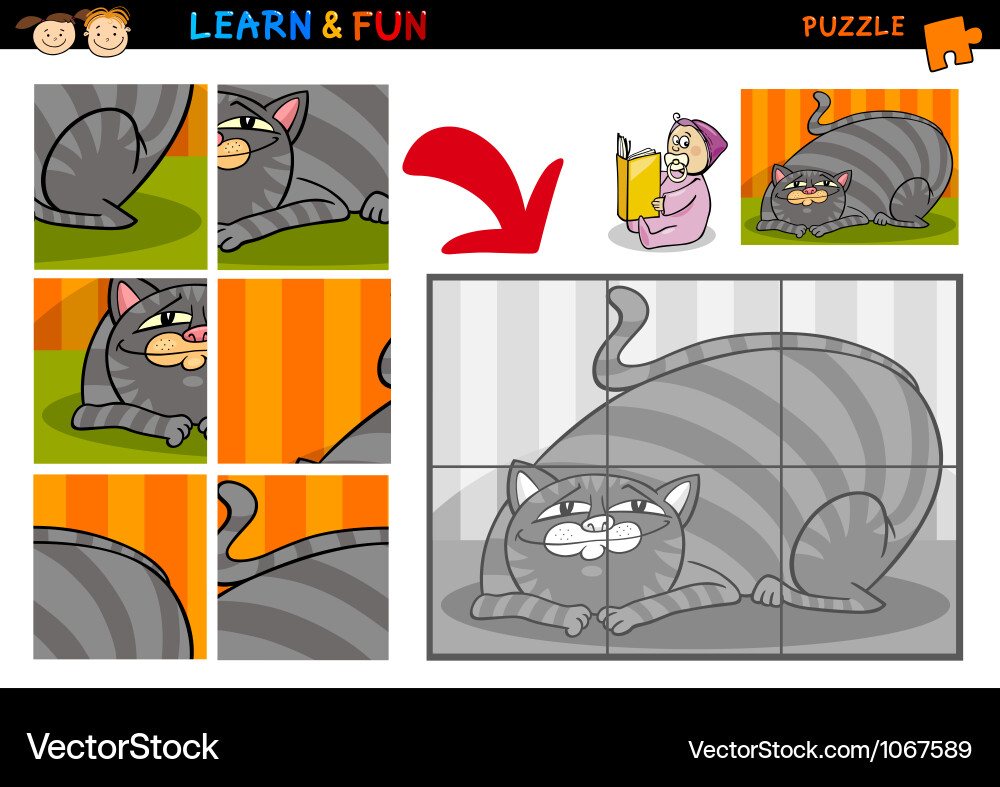 Cute Cat Jigsaw Puzzle Game vector image