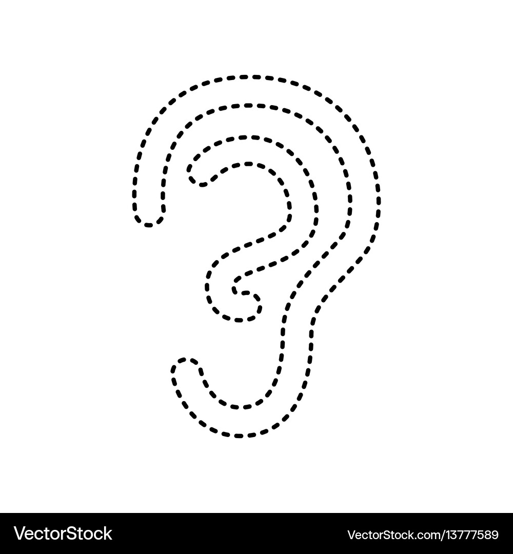 Human ear sign black dashed icon on white – Royalty-Free Vector |  VectorStock, image size:1000x1080