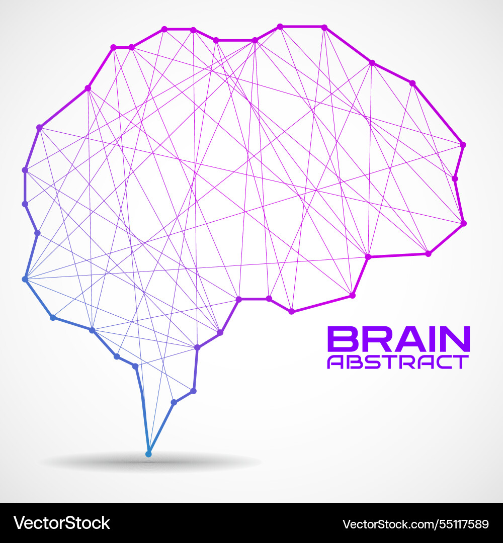 Polygonal abstract brain with connected lines vector image