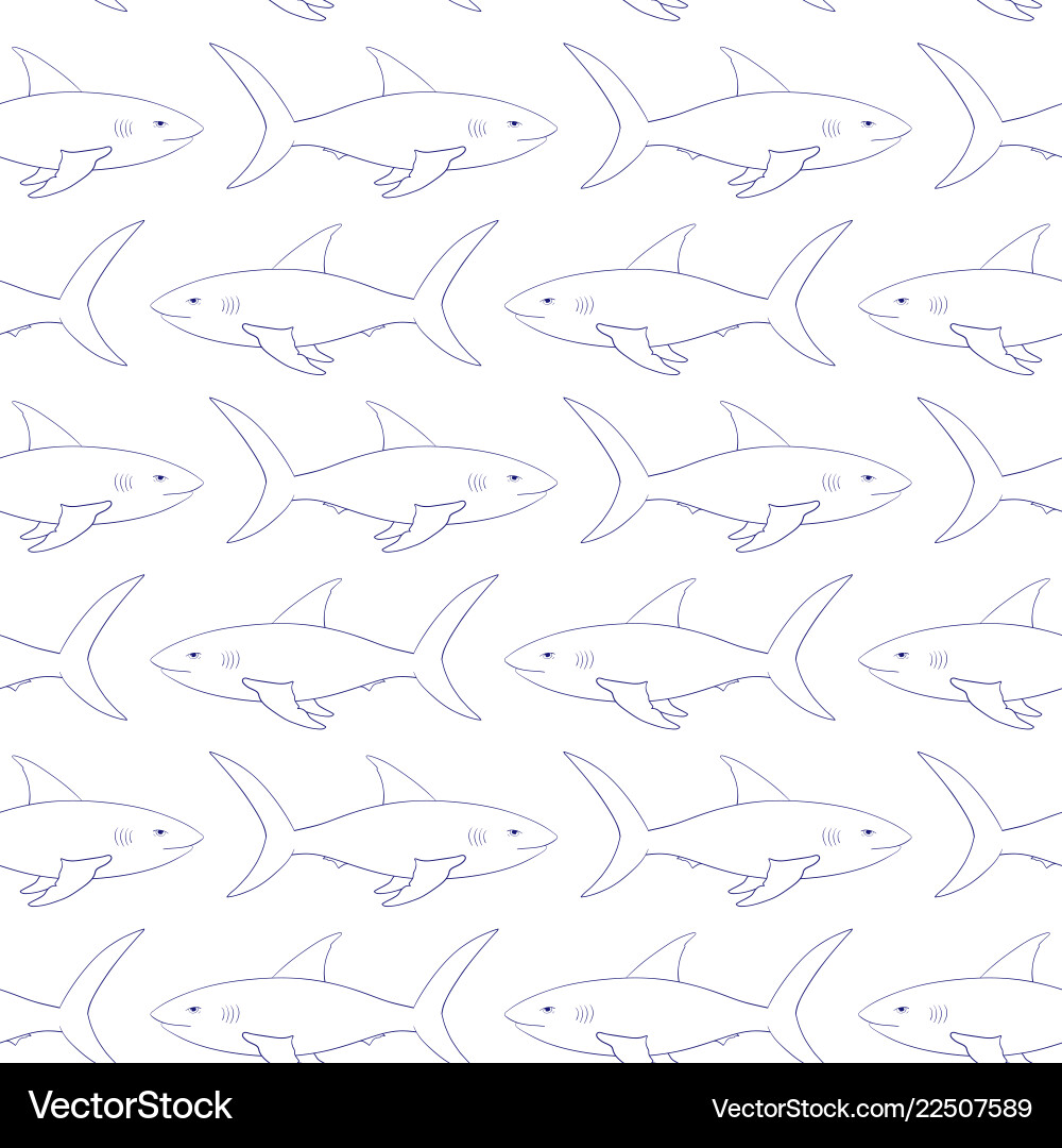 Shark Outline Seamless Pattern Vector Image