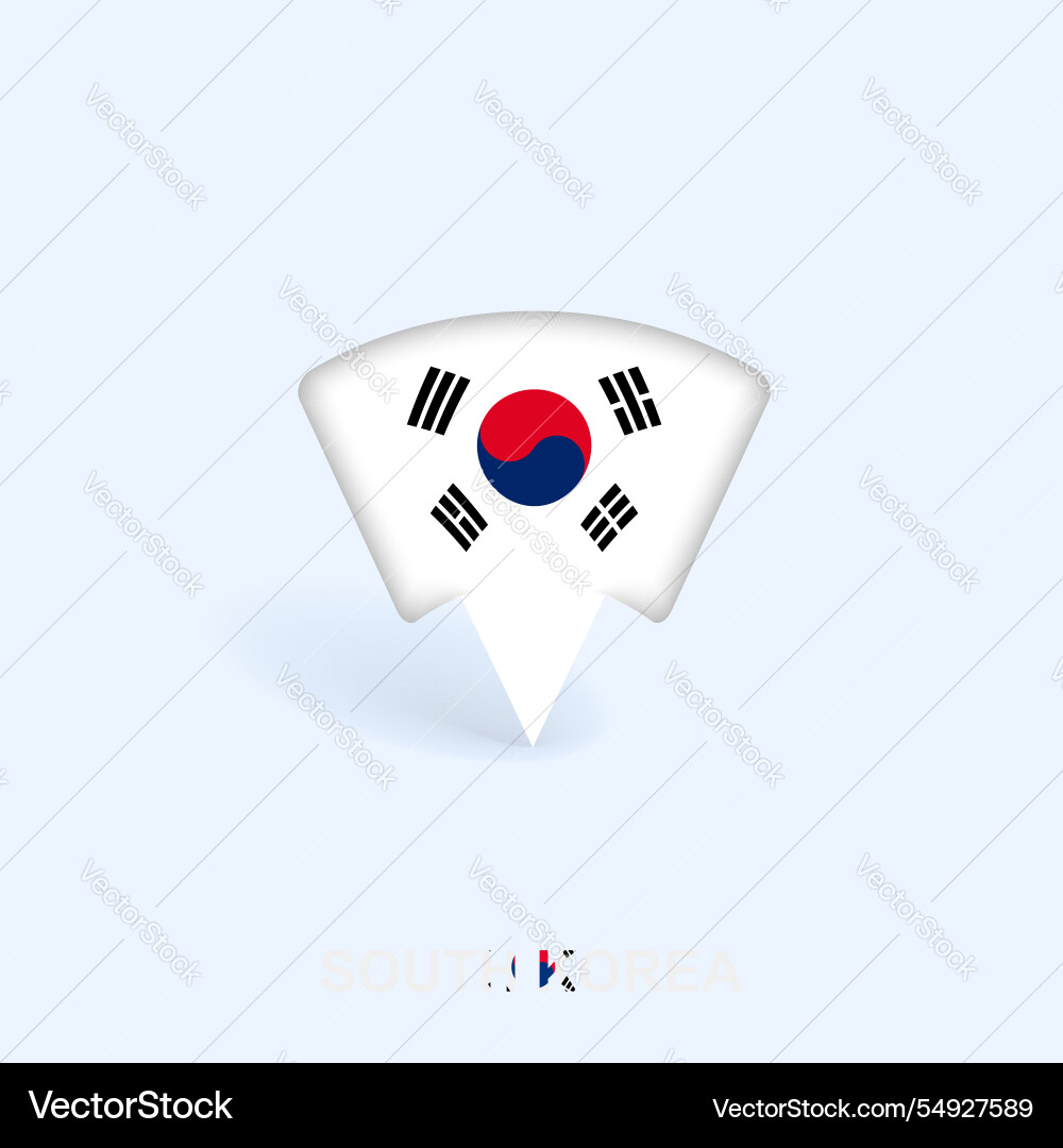 South korea flag map pointer design with shadow South korea flag map pointer design with shadow vector image