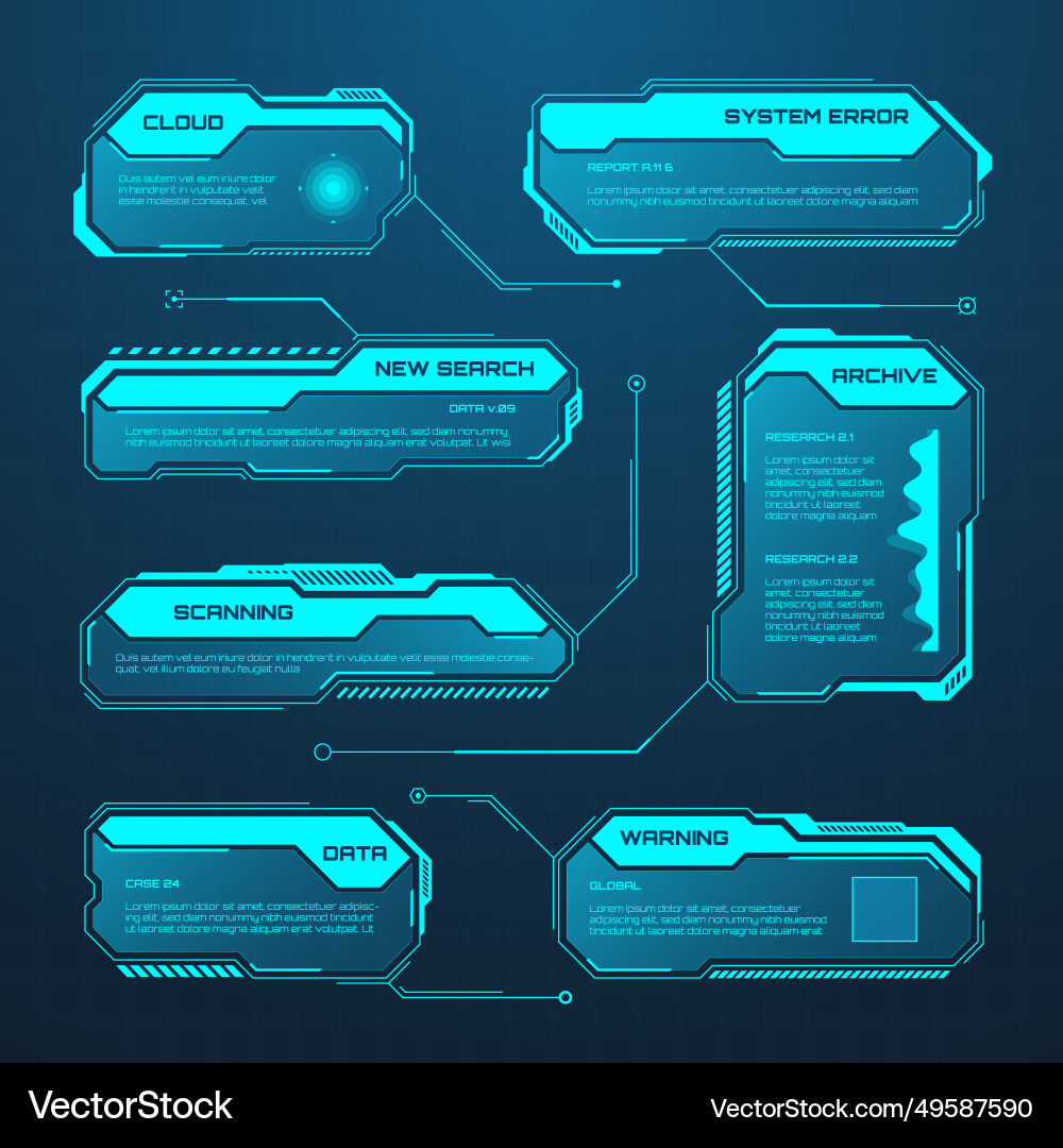 Blue futuristic hud or ui elements sci-fi user Blue futuristic hud or ui elements sci-fi user vector image