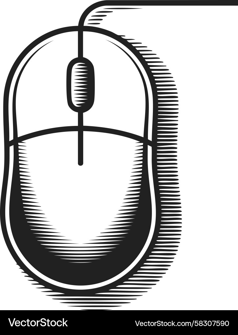 Engraved Computer Mouse Vector Image