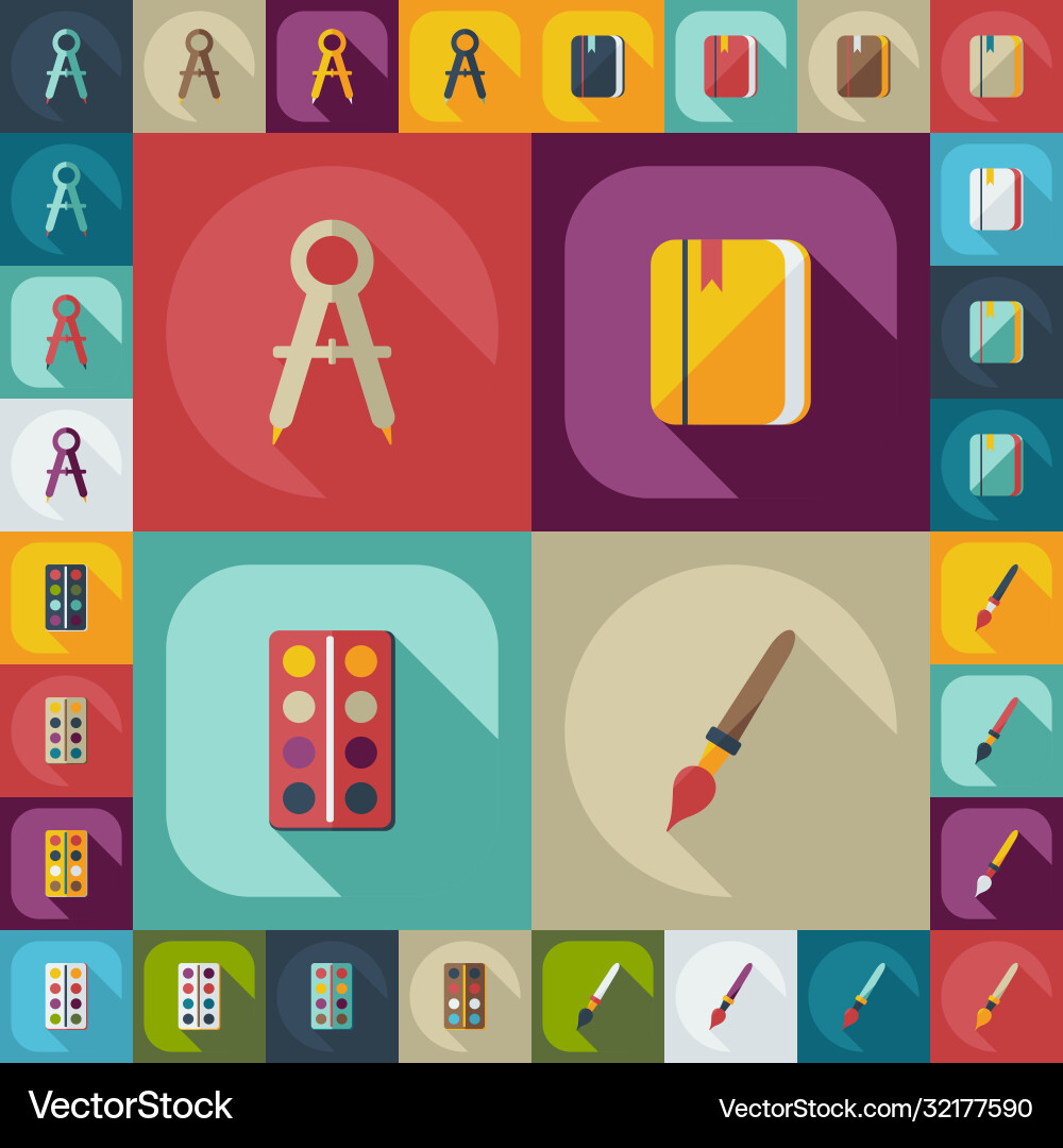 Flat concept set modern design with shadow vector image