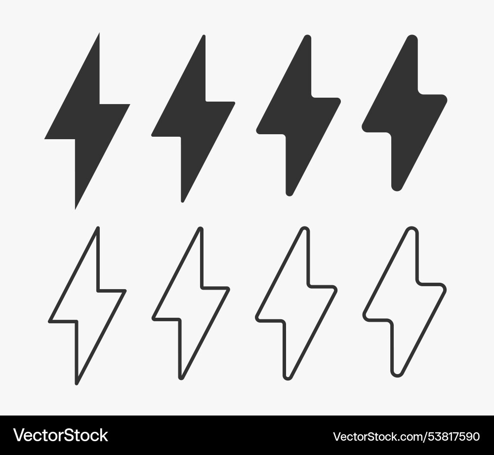 Lightning icon symbol set line and glyph flash Vector Image