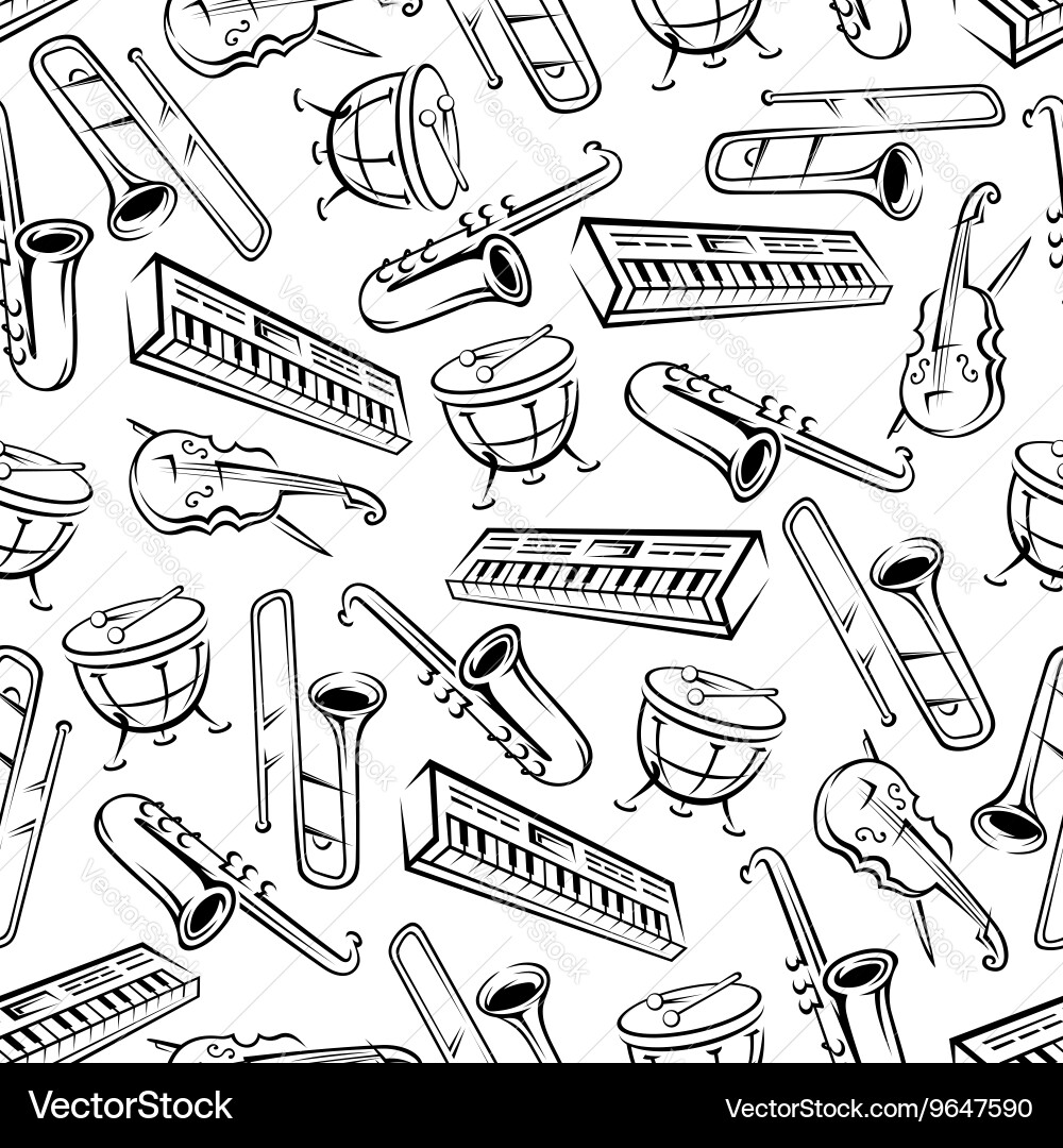 Musical Instruments Seamless Pattern vector image