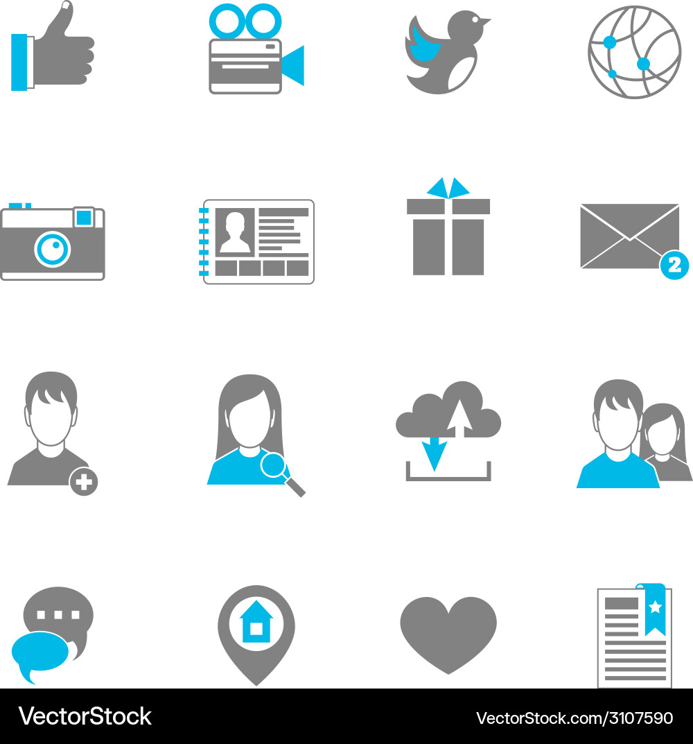 Social icons flat set Royalty Free Vector Image