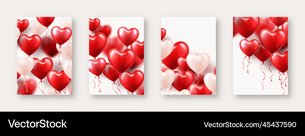 Valentines day banners with red heart balloons Valentines day banners with red heart balloons vector image