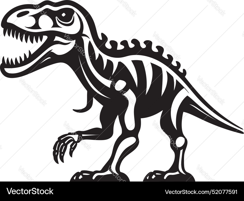 Fossilized tyrant dino skeleton icon emblem Fossilized tyrant dino skeleton icon emblem vector image