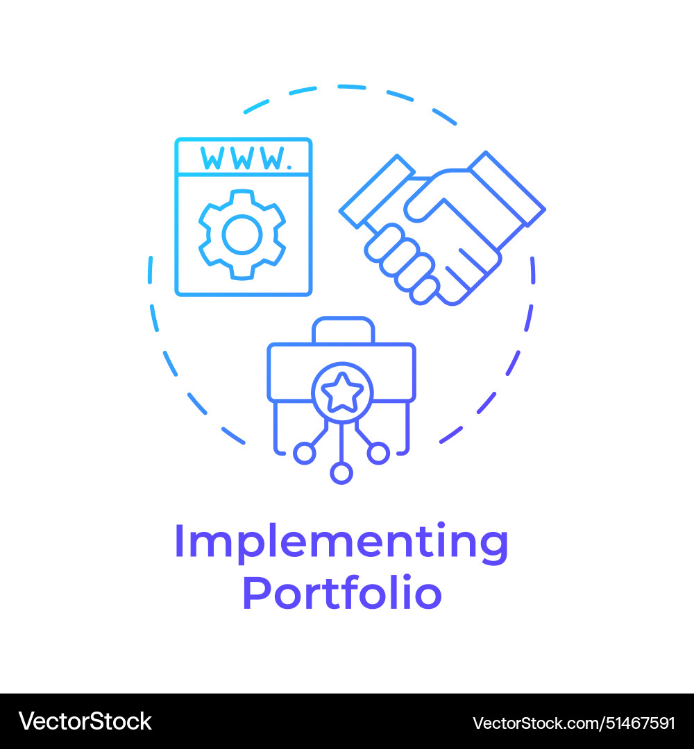 Implementing portfolio blue gradient concept icon Implementing portfolio blue gradient concept icon vector image
