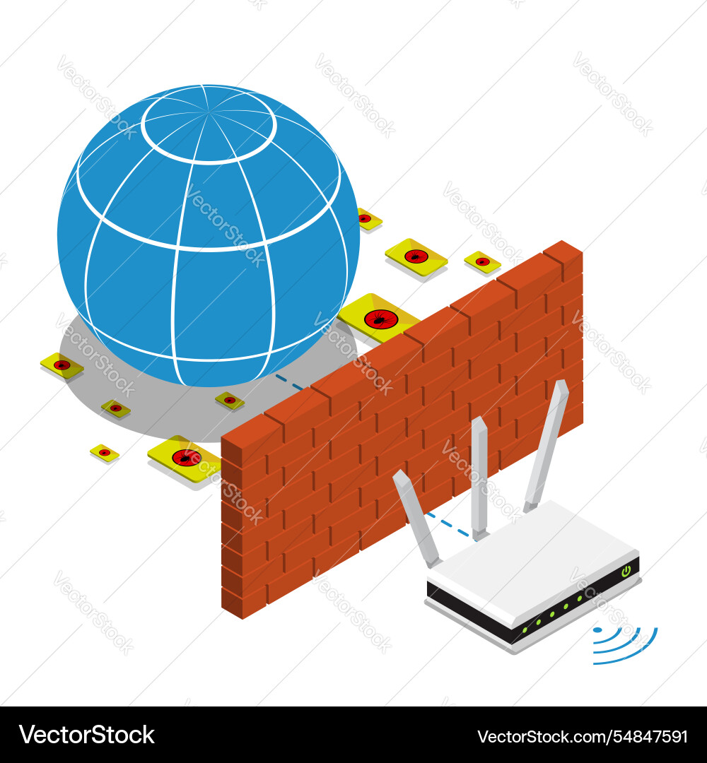 Isometric wireless wifi router device protected Isometric wireless wifi router device protected vector image