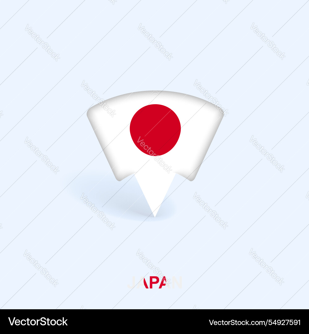 Japan flag map pointer design with shadow Japan flag map pointer design with shadow vector image