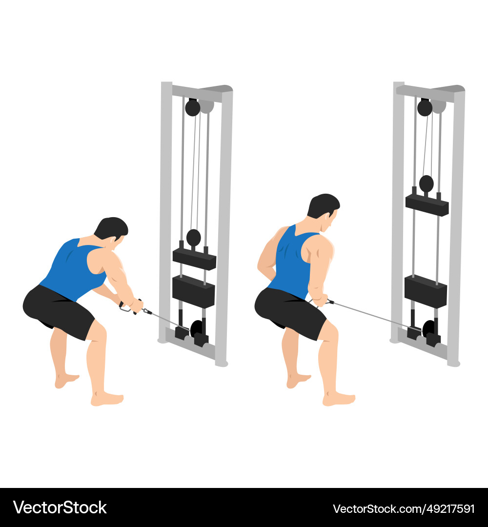 Man doing standing bent over cable row exercise vector image