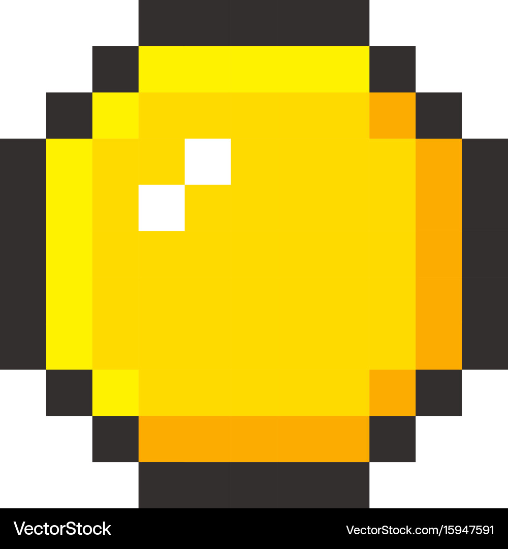 Retro Pixel Golden Coin – Royalty-Free Vector | VectorStock