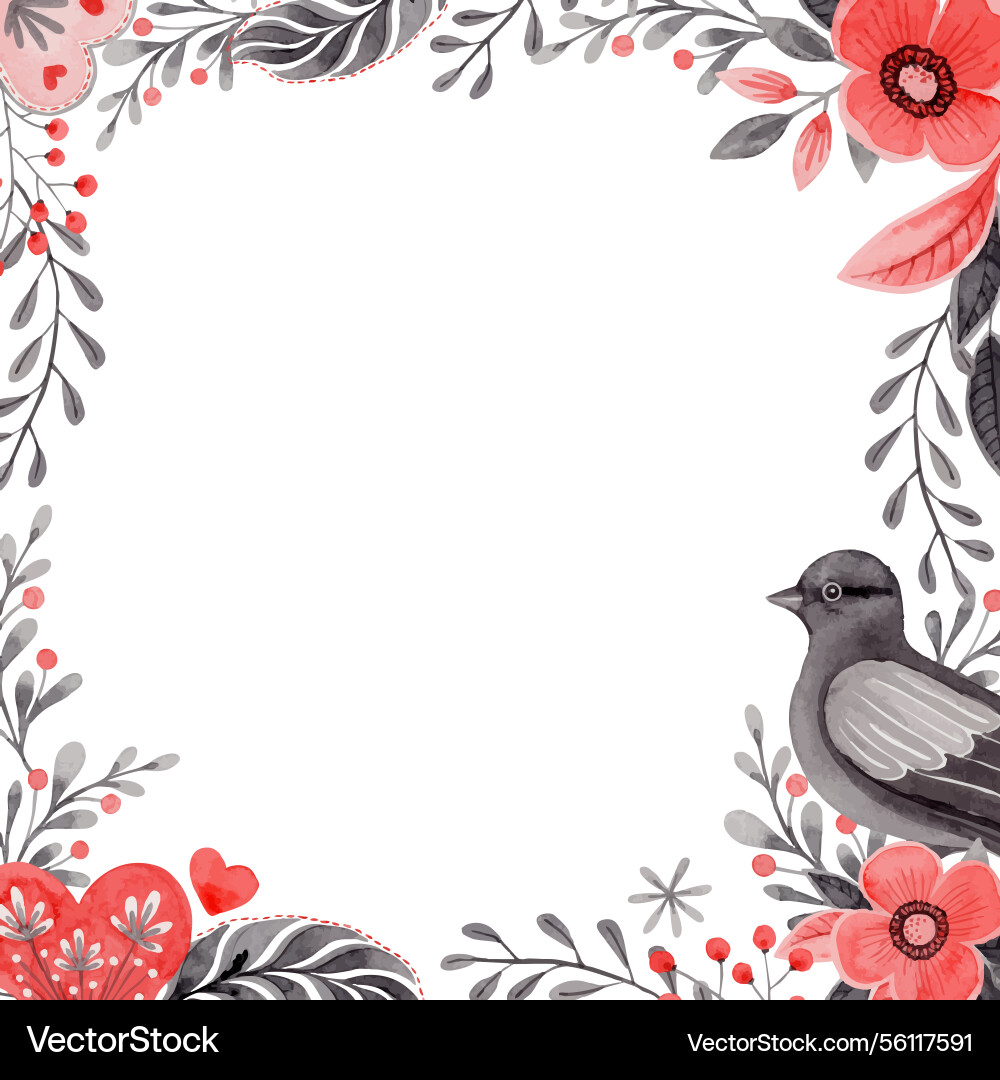 Square frame with bird and copy space in folk Square frame with bird and copy space in folk vector image