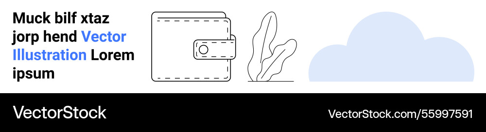 Wallet with button closure and leaf element beside Wallet with button closure and leaf element beside Vector Image