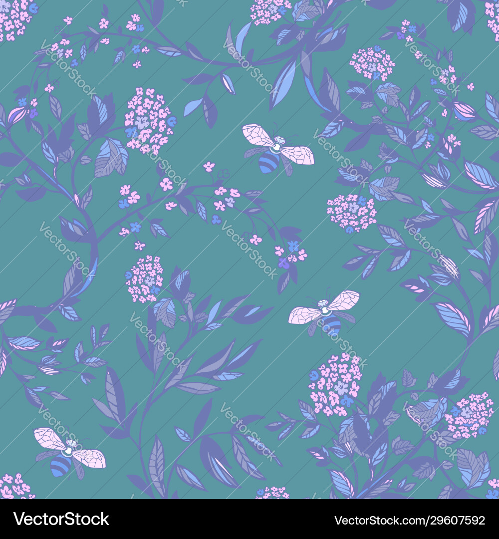 Branches flowering trees seamless pattern Branches flowering trees seamless pattern vector image