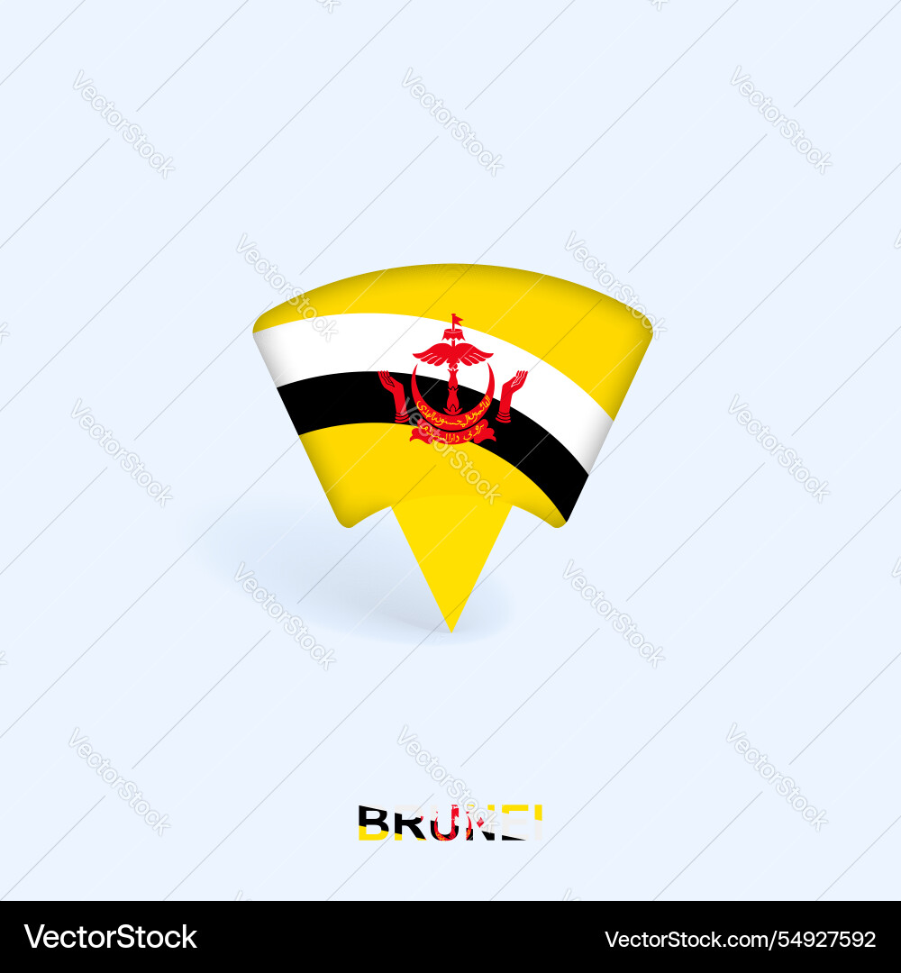 Brunei flag map pointer design with shadow Brunei flag map pointer design with shadow vector image