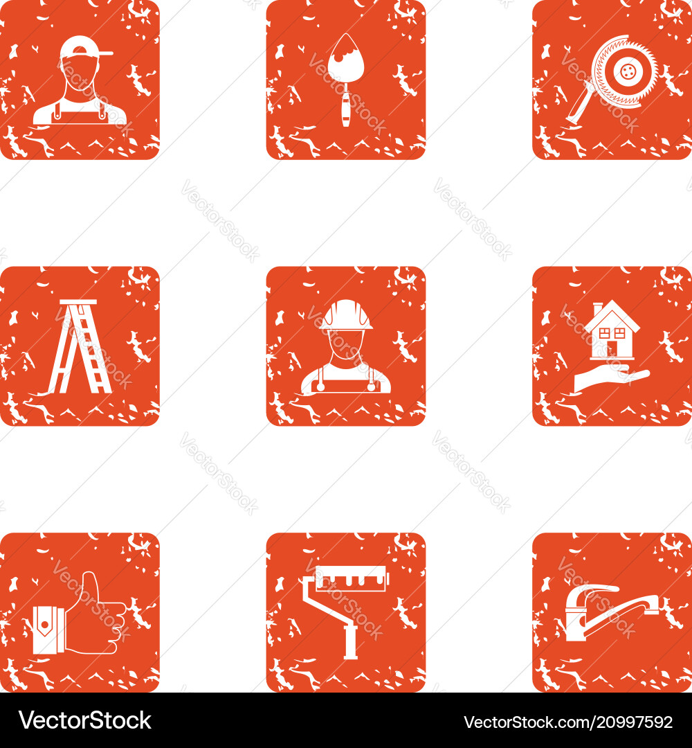 Building plot icons set grunge style Building plot icons set grunge style vector image