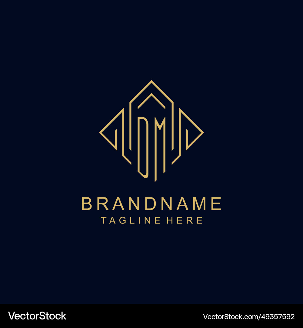 DM Monogram Initial Logo - Rhombus Style Vector Image