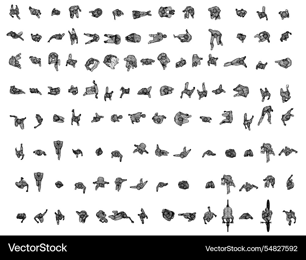 Set with people wireframe in different positions Set with people wireframe in different positions vector image