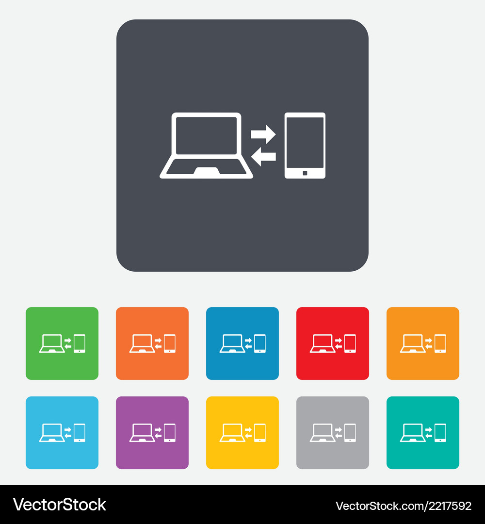 Synchronization icon notebook with smartphone Vector Image