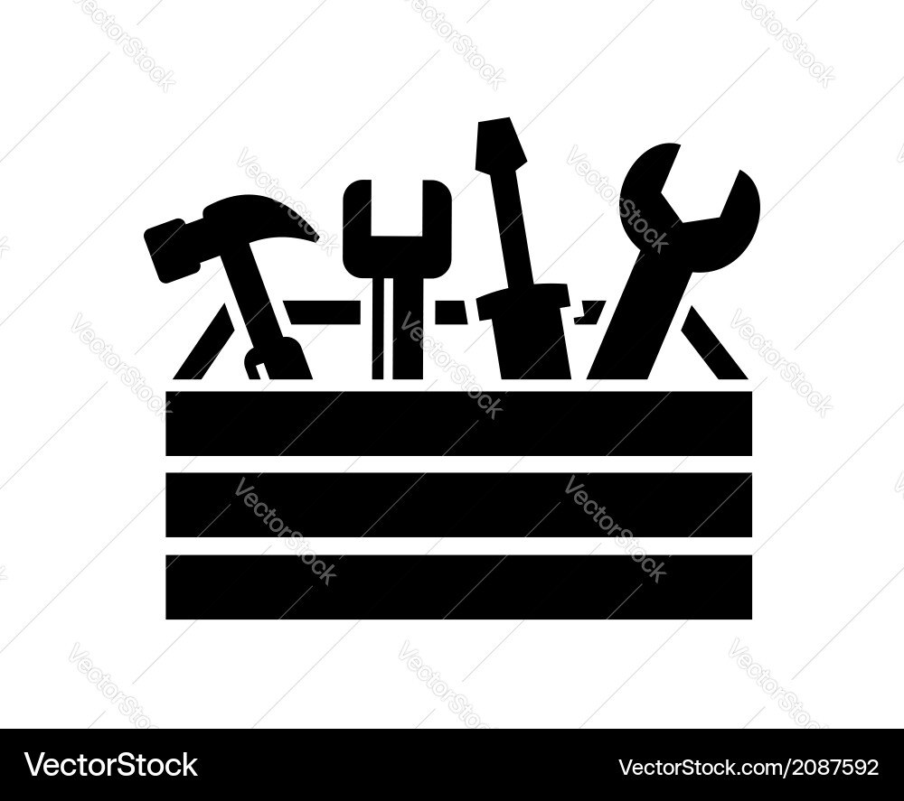 Toolbox Icon with Tools vector image