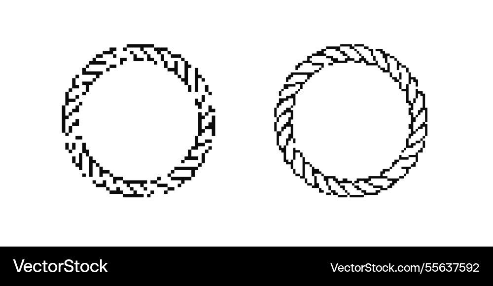 Two circular rope patterns in pixel art style Vector Image