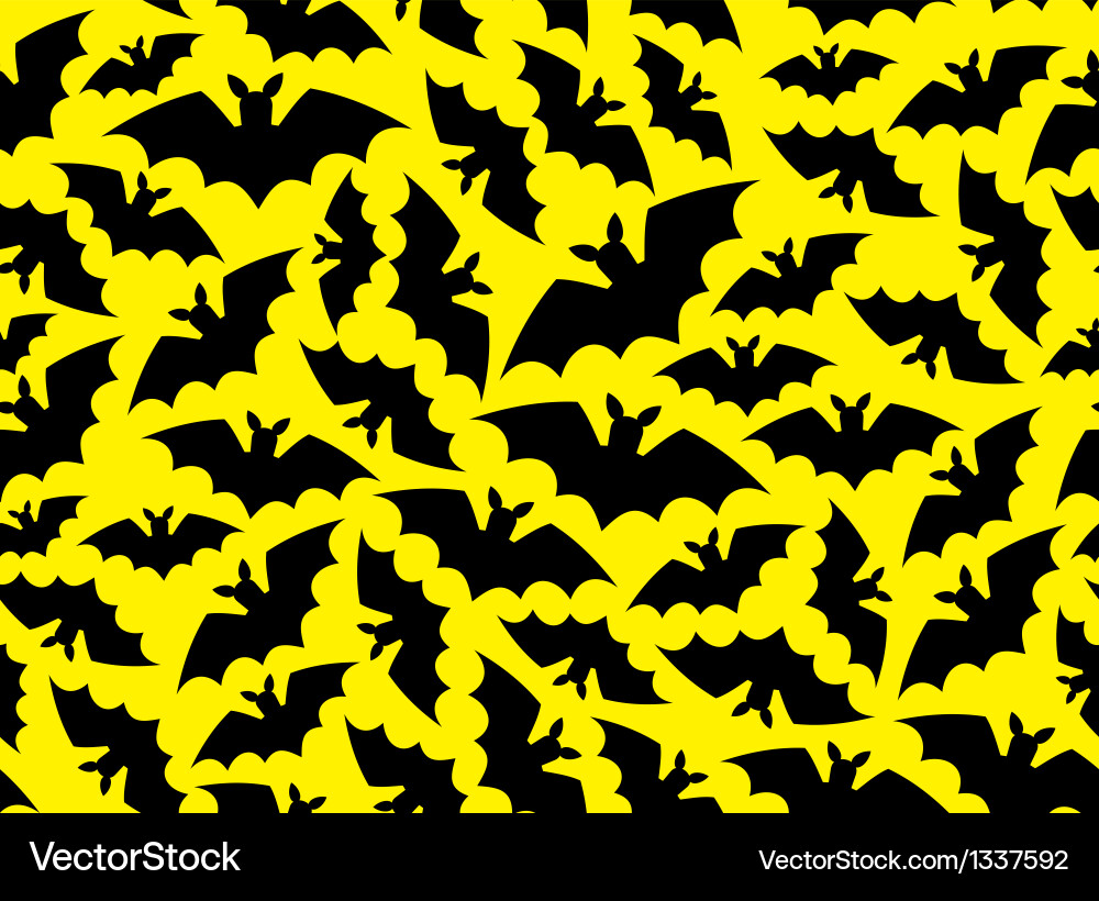 Yellow Bat Silhouette Pattern Vector Image