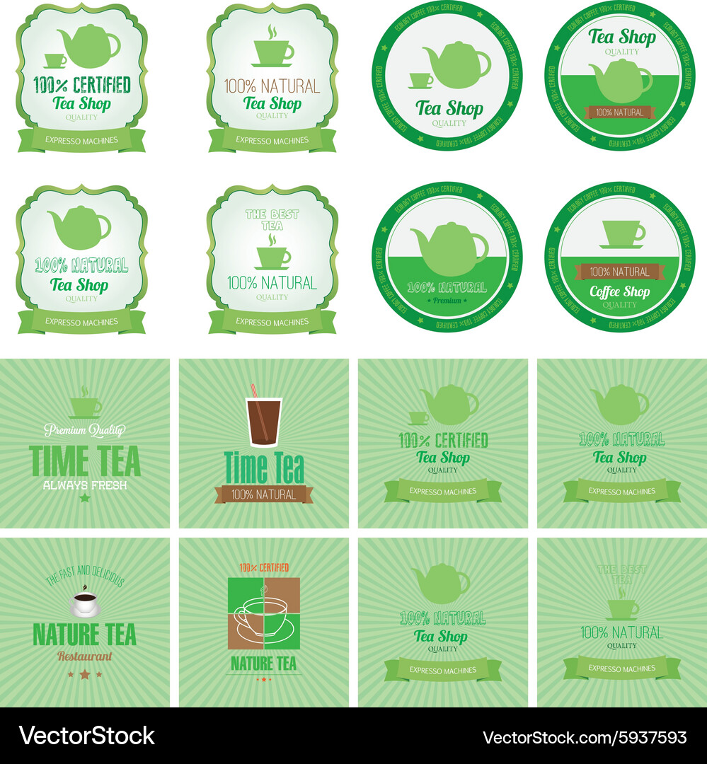 Abstract set tea designs with some special objects Vector Image