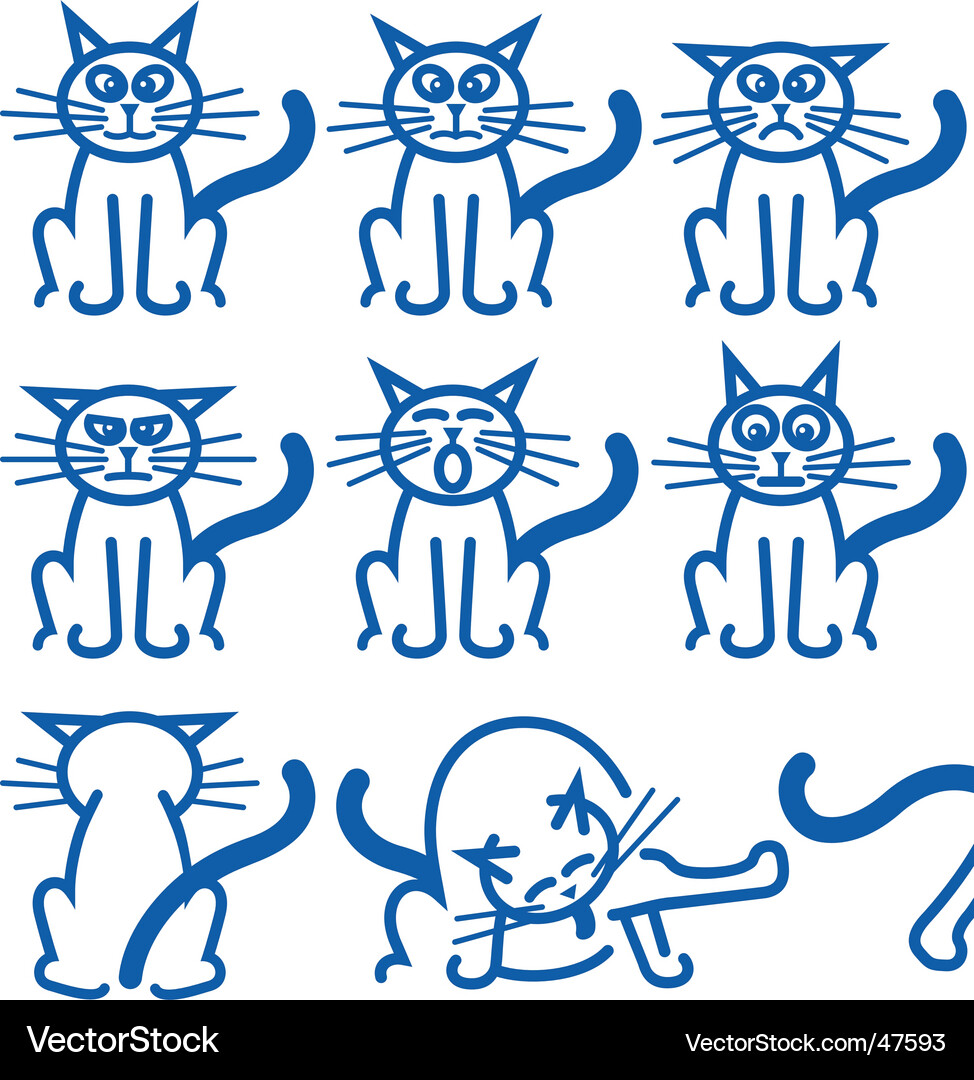 Cat Emotion Expressions Vector Image