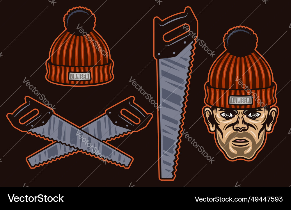 Lumberjack set of objects or design Lumberjack set of objects or design vector image