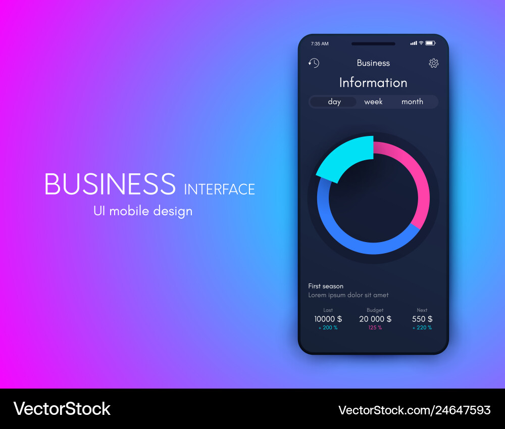 Mobile phone application for analytics stock Mobile phone application for analytics stock vector image