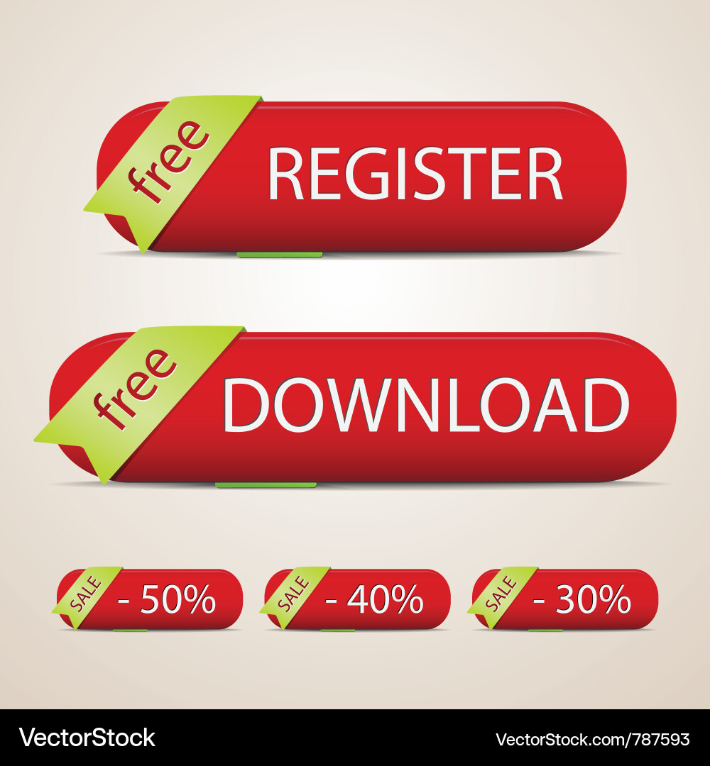 Red buttons with ribbon Vector Image
