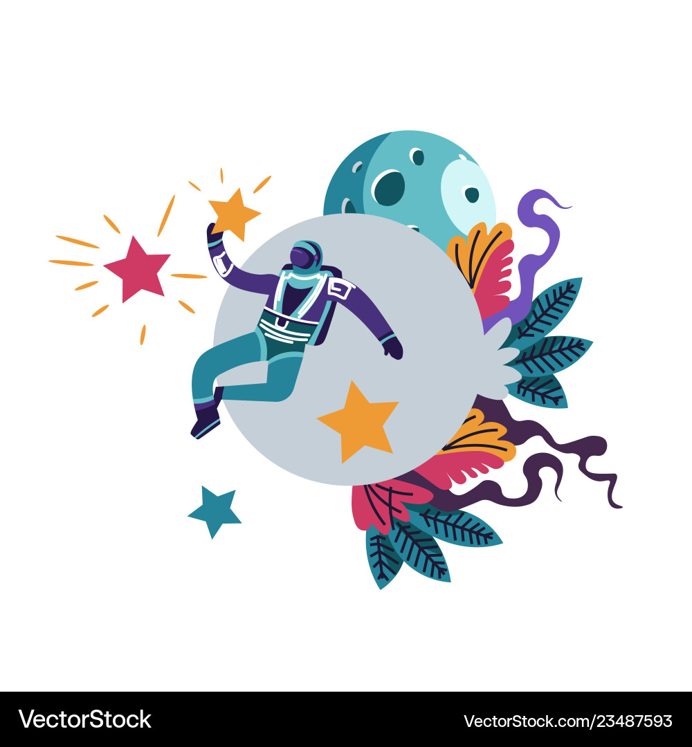 Spacesuit wearing astronaut floating in space Spacesuit wearing astronaut floating in space vector image