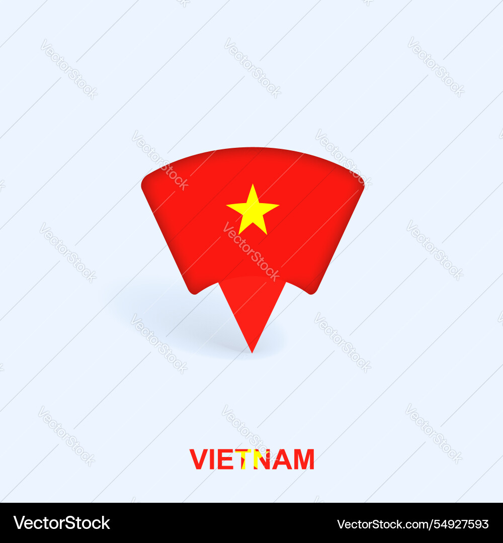 Vietnam flag map pointer design with shadow Vietnam flag map pointer design with shadow vector image
