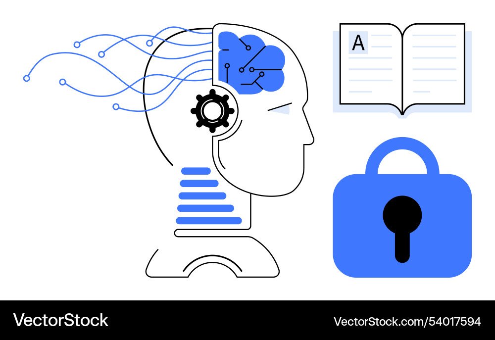 Digital innovation brain with data flow open book Digital innovation brain with data flow open book vector image