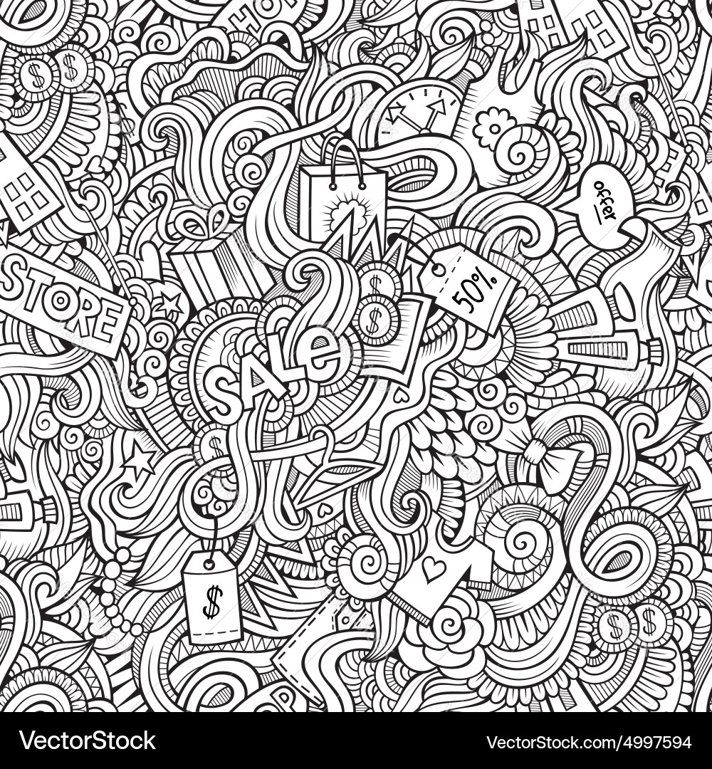 Hand drawn sale shopping seamless pattern Vector Image