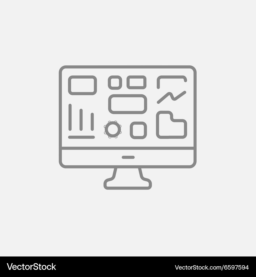 Monitor with business graphs line icon Vector Image