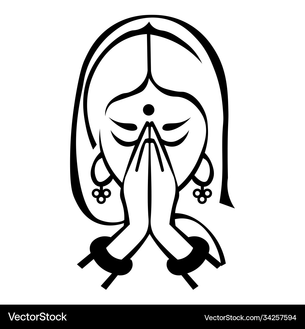 Indian women in traditional clothing with namaste hand, Welcoming logo  design 40136854 Vector Art at Vecteezy, image size:1000x1080