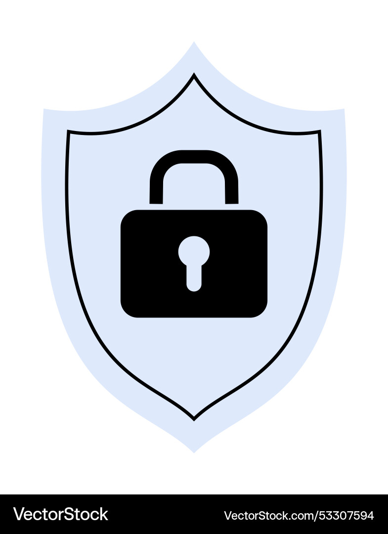 Secure lock symbol inside shield signifying Secure lock symbol inside shield signifying Vector Image