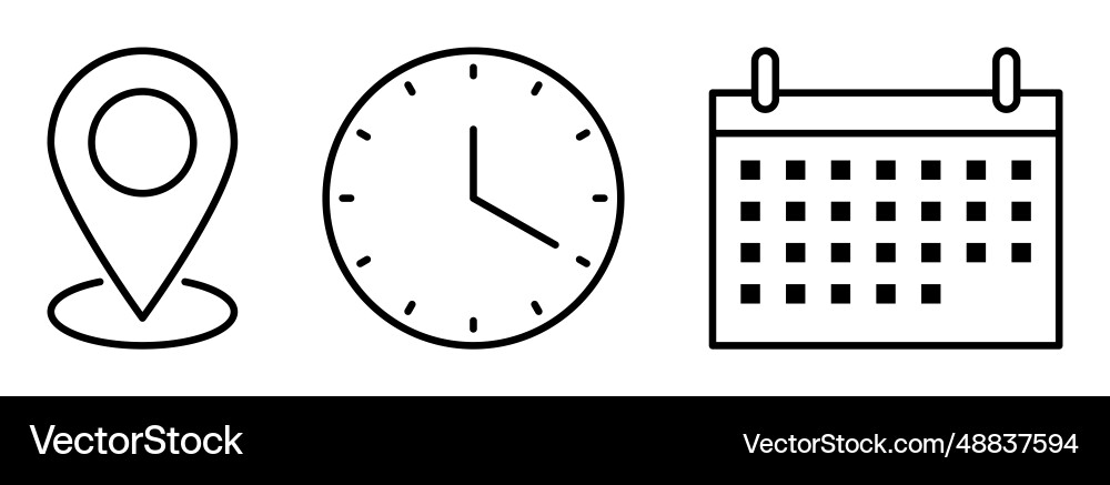 Time date and address icon line art style Time date and address icon line art style vector image