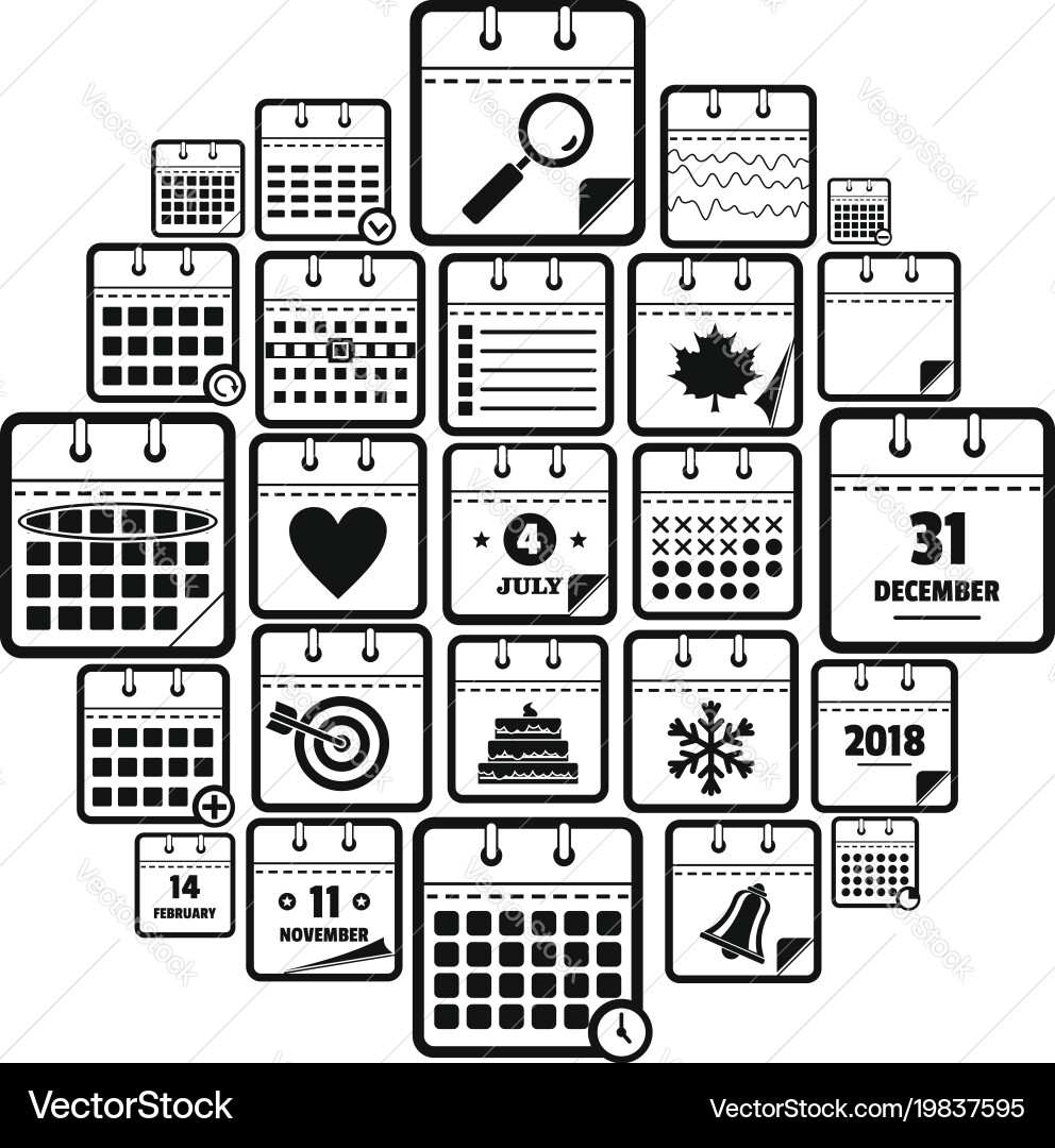 Calendar icons set simple style Vector Image